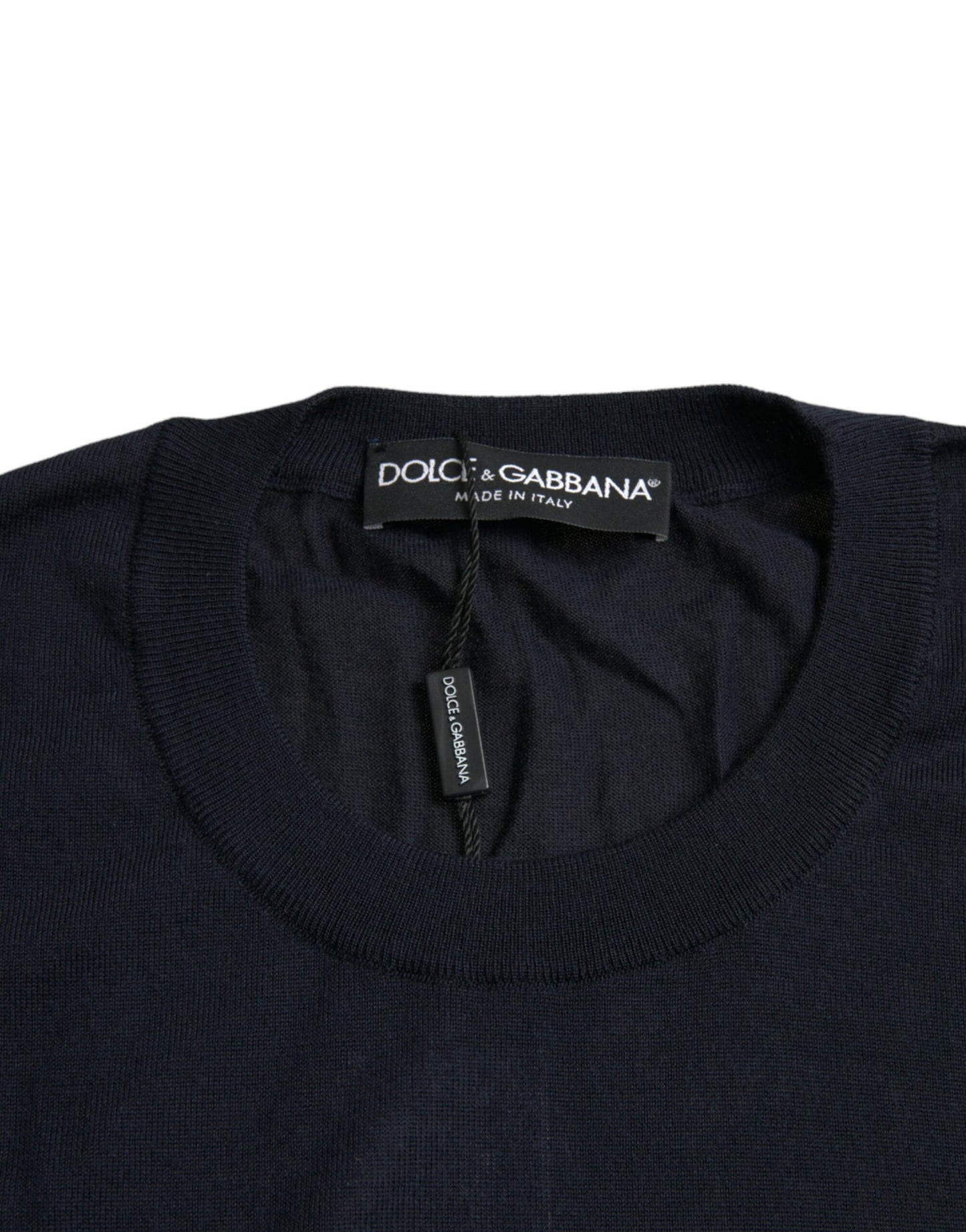 Dolce & Gabbana Blue Bee Cashmere Crewneck Pullover Sweater