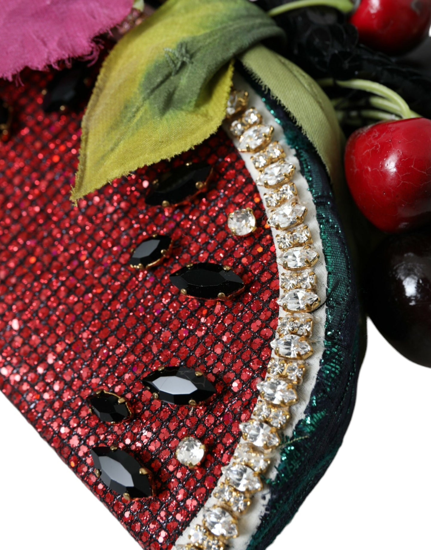 Dolce & Gabbana Red Watermelon Cherry Crystal Hairband Statement Diadem