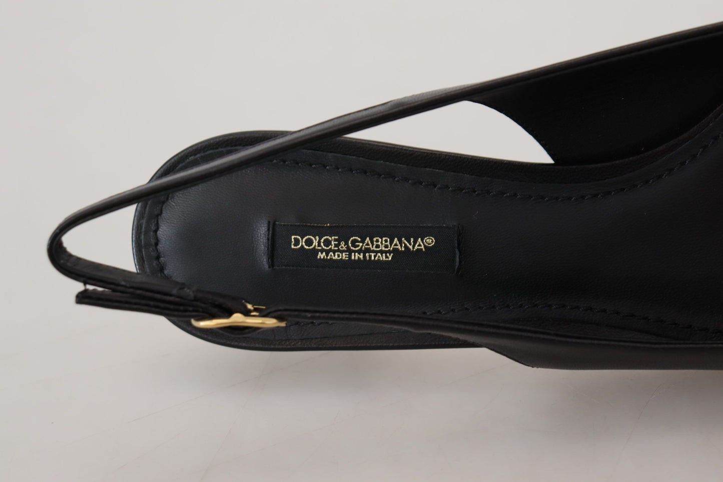 Dolce & Gabbana Elegant Black Leather Slingback Pumps
