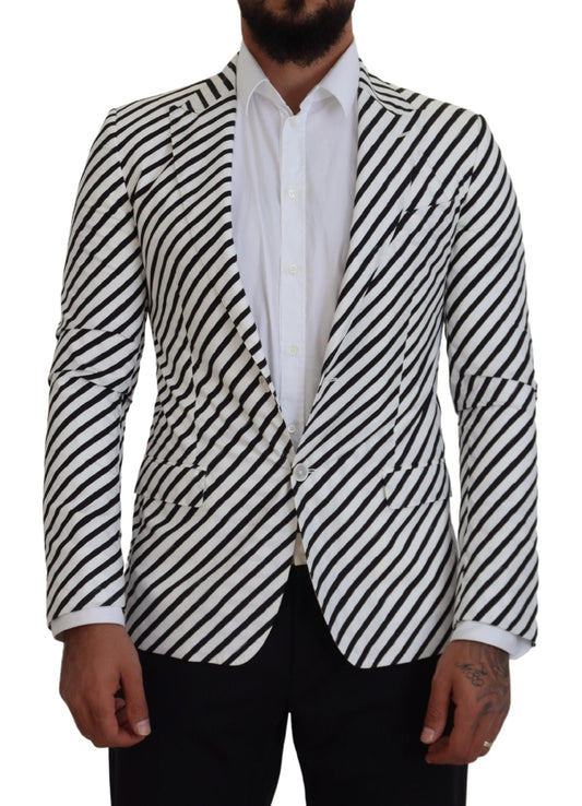 Dolce & Gabbana Elegant White Striped Single Breasted Blazer