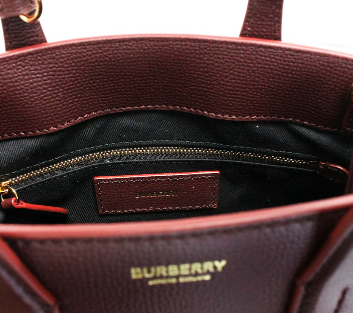 Burberry Banner Small Mahogany Red Leather Tote Crossbody Bag Purse