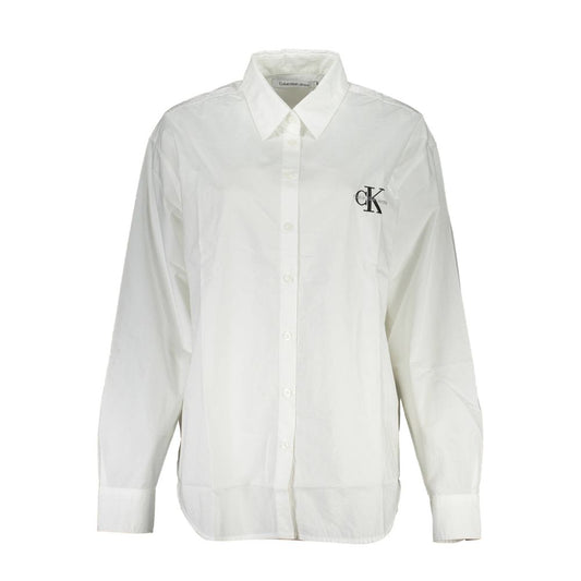 Calvin Klein Elegant Long-Sleeved White Cotton Shirt