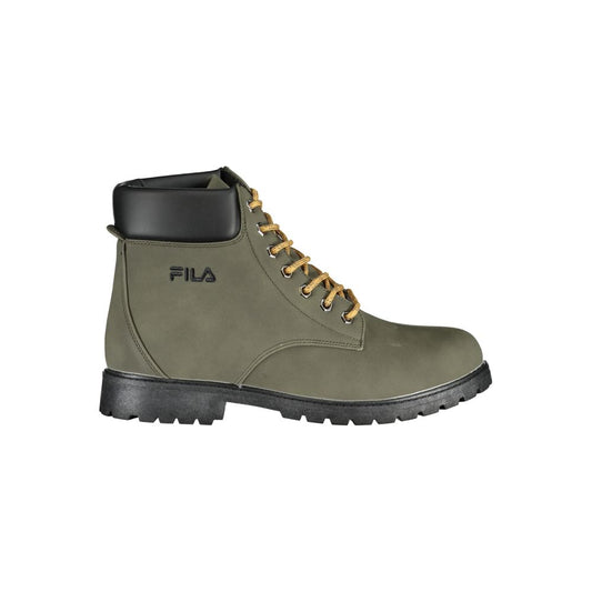 Fila Chic Green Laced Boots with Contrast Embroidery