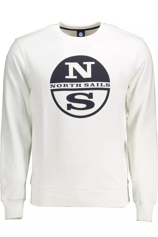 North Sails Elegant White Round Neck Cotton Sweatshirt