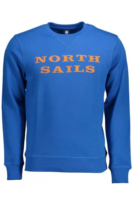 North Sails Blue Round Neck Cotton Sweatshirt with Logo