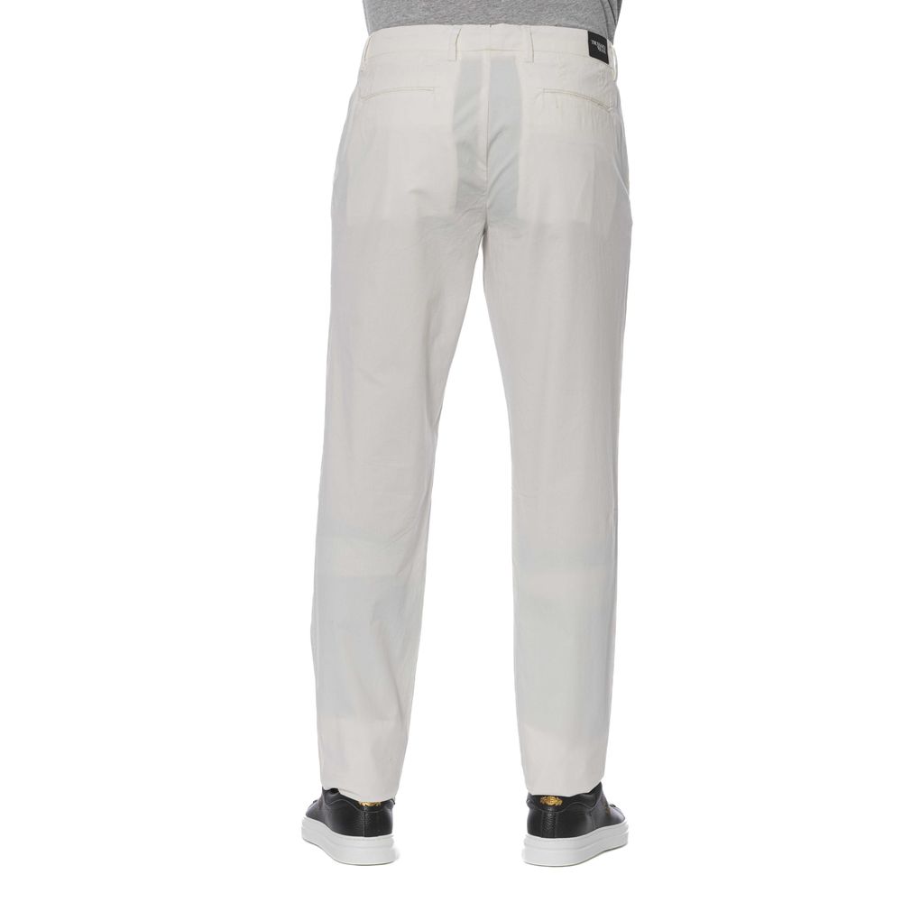 Trussardi Jeans Chic White Cotton Blend Trousers