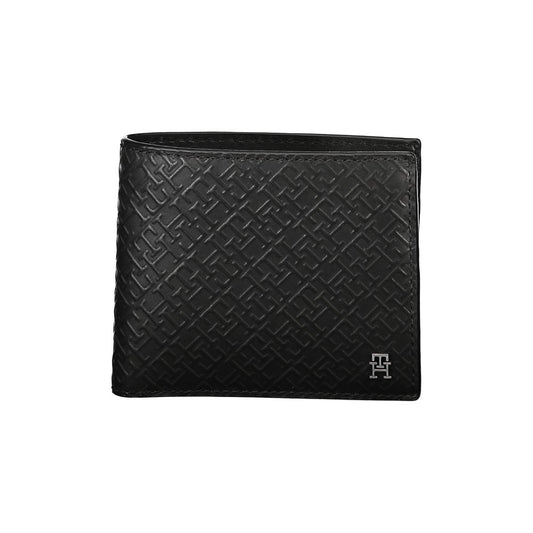 Tommy Hilfiger Elegant Black Leather Wallet with Multi-Compartments