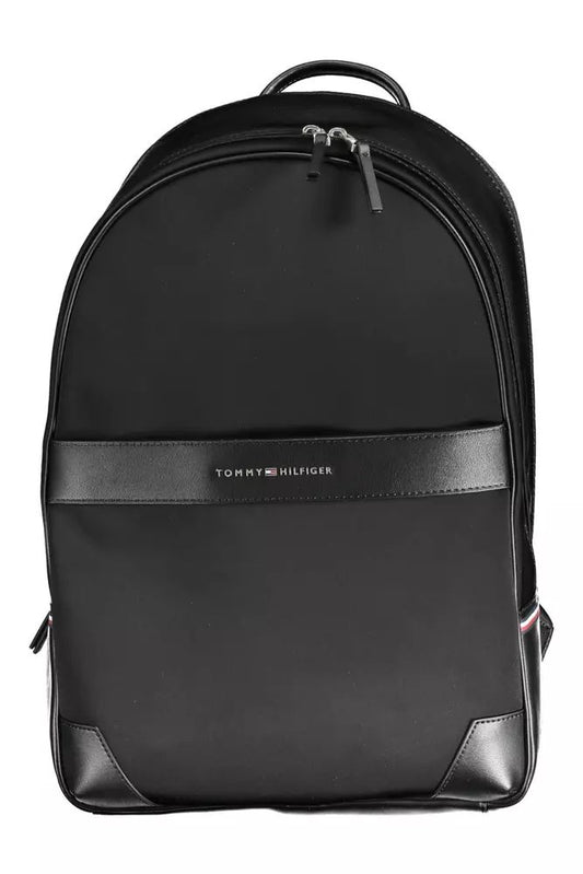 Tommy Hilfiger Sleek Urban Black Backpack with Contrasting Details