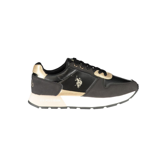 U.S. POLO ASSN. Chic Black Lace-Up Sneakers with Contrast Accents