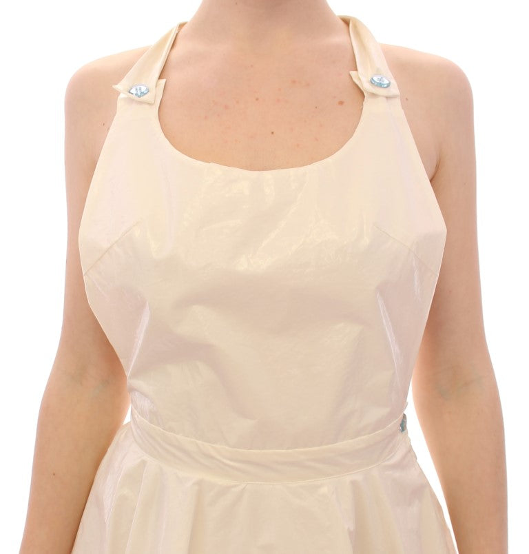 Licia Florio Elegant White Tea Halterneck Dress