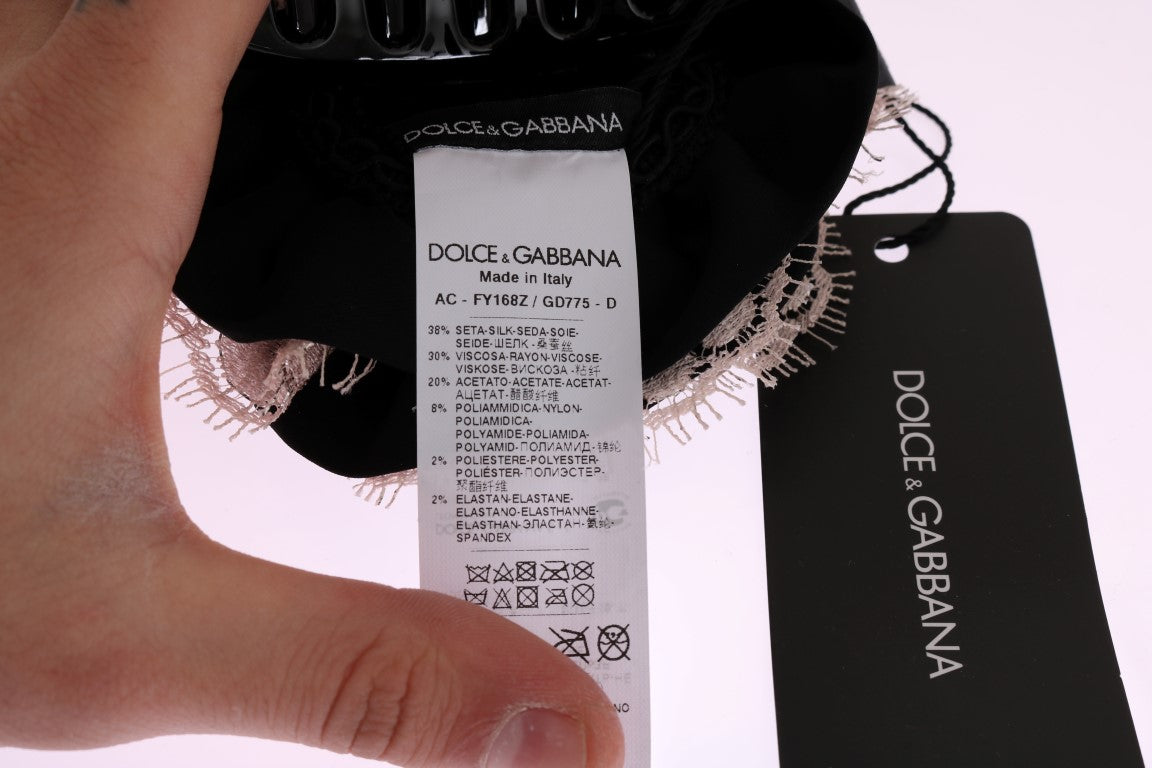 Dolce & Gabbana Elegant Floral Lace Crystal Hair Claw