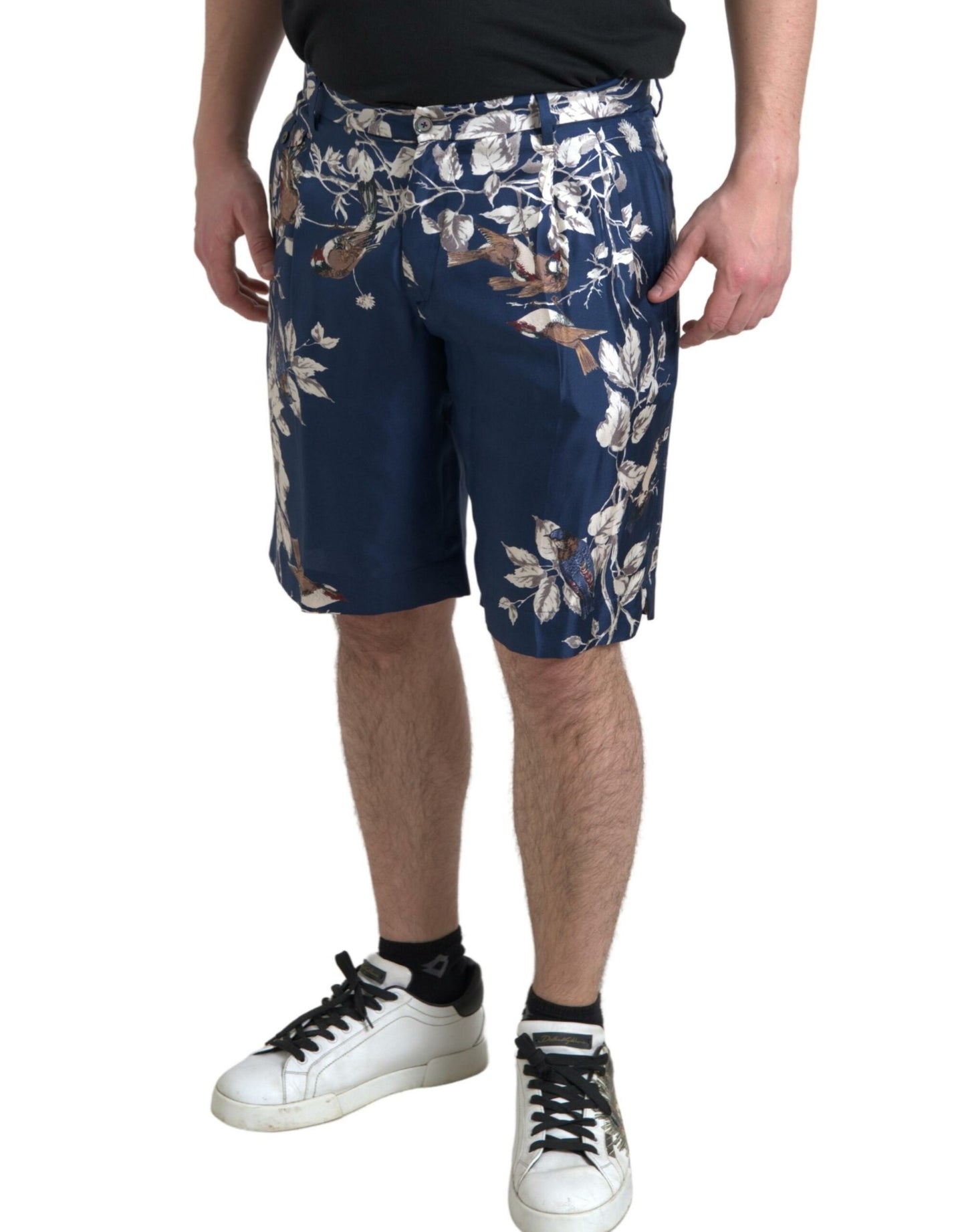 Dolce & Gabbana Silken Floral Bermuda Shorts in Blue