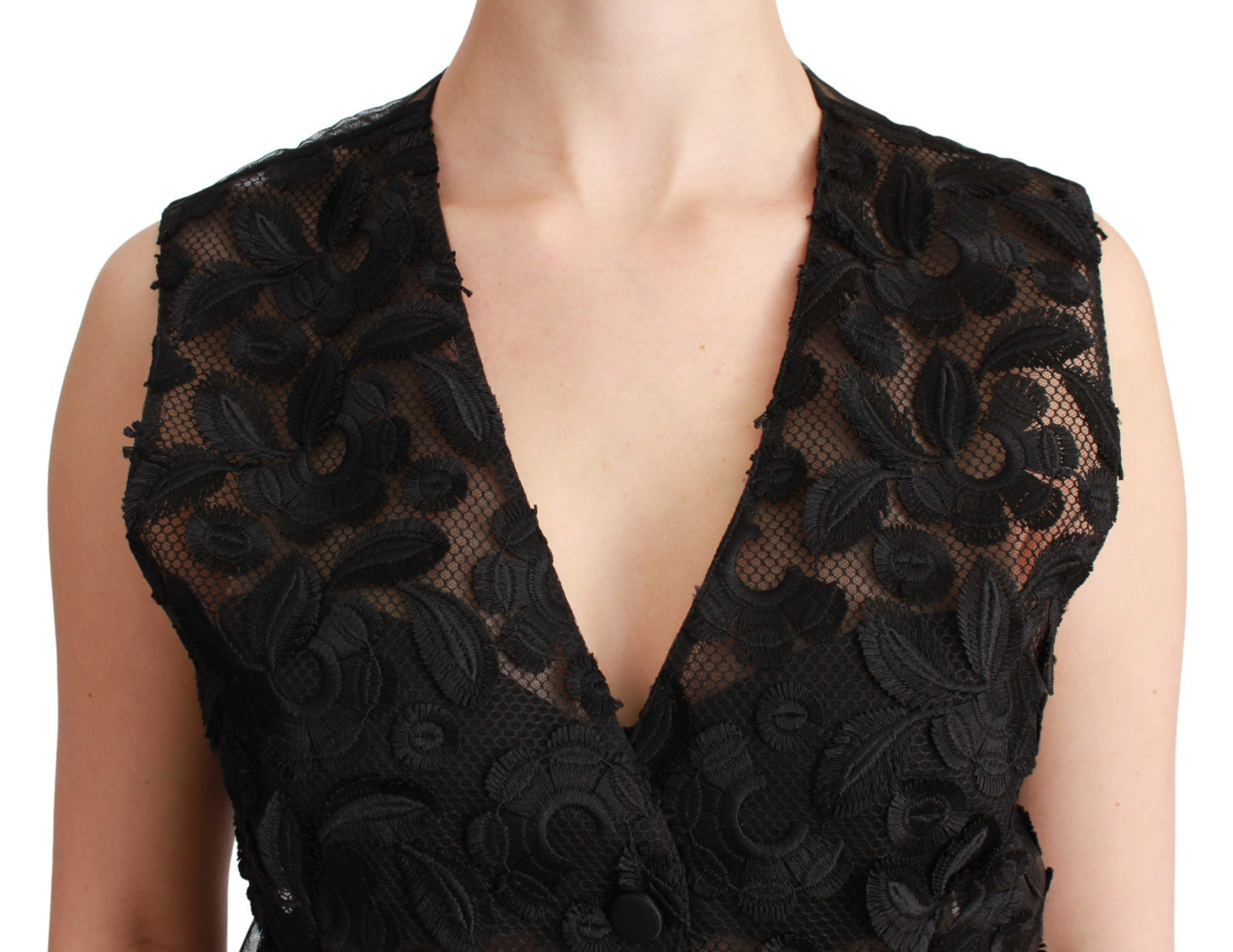 Dolce & Gabbana Elegant Floral Black Silk Blend Vest