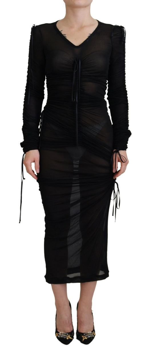 Dolce & Gabbana Elegant Black Silk Blend Bodycon Dress