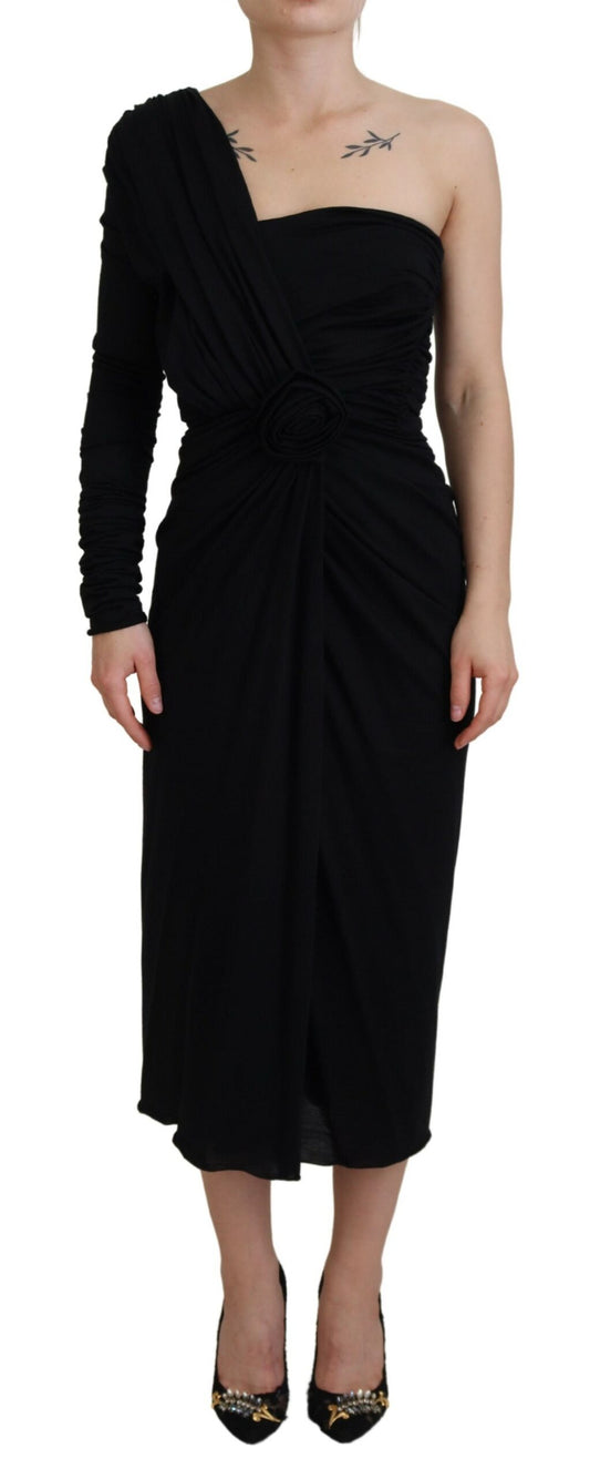 Dolce & Gabbana Elegant One-Shoulder Sheath Midi Dress