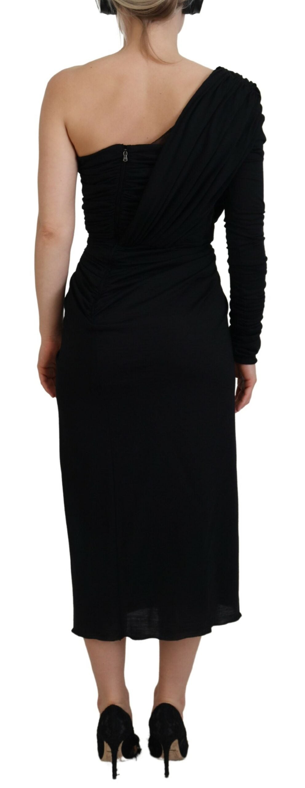 Dolce & Gabbana Elegant One-Shoulder Sheath Midi Dress