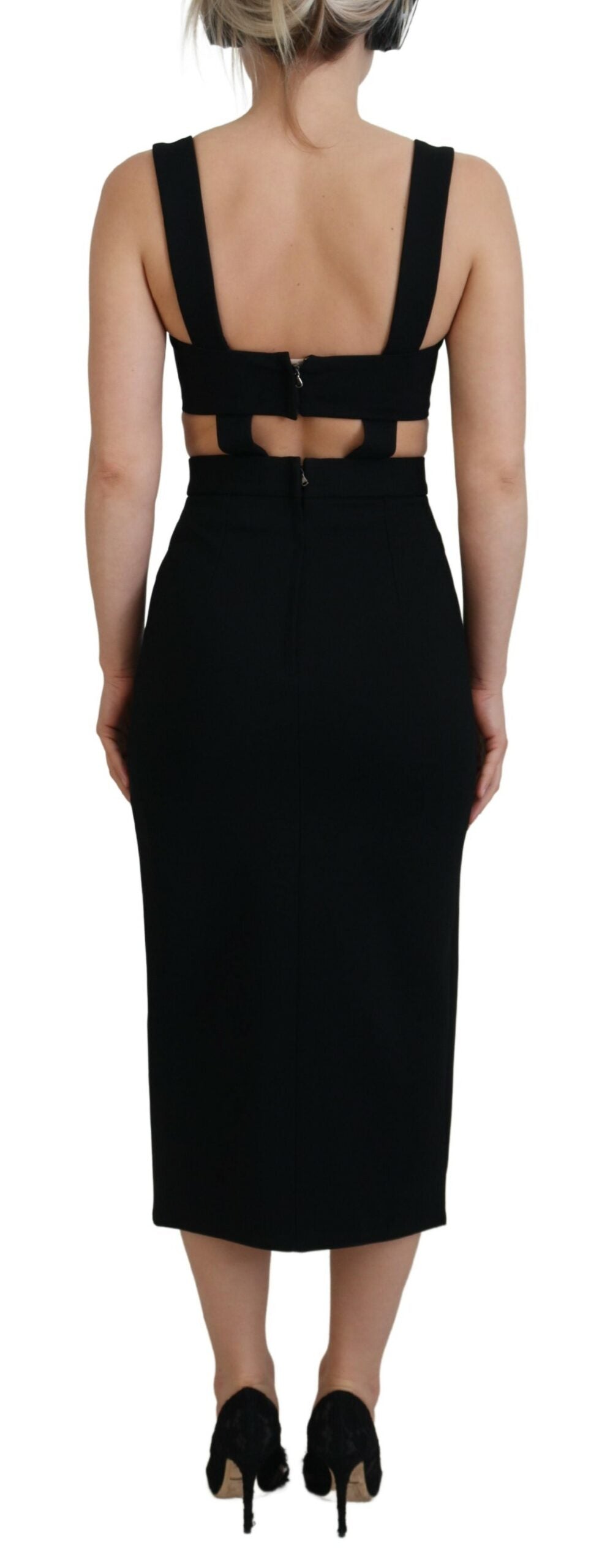 Dolce & Gabbana Elegant Black Midi Sheath Dress