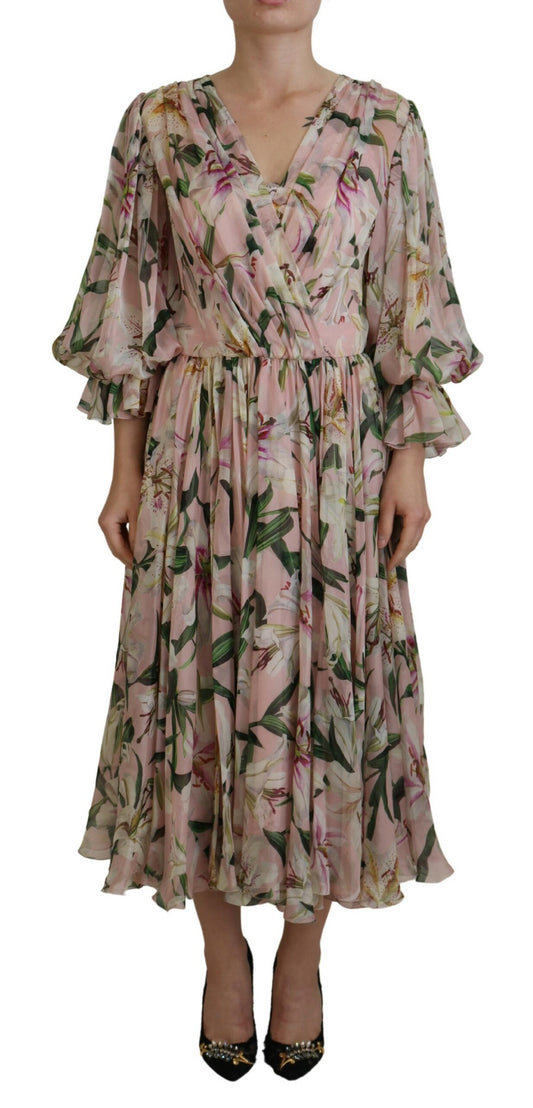 Dolce & Gabbana Floral Silk Maxi Dress with Back Zipper