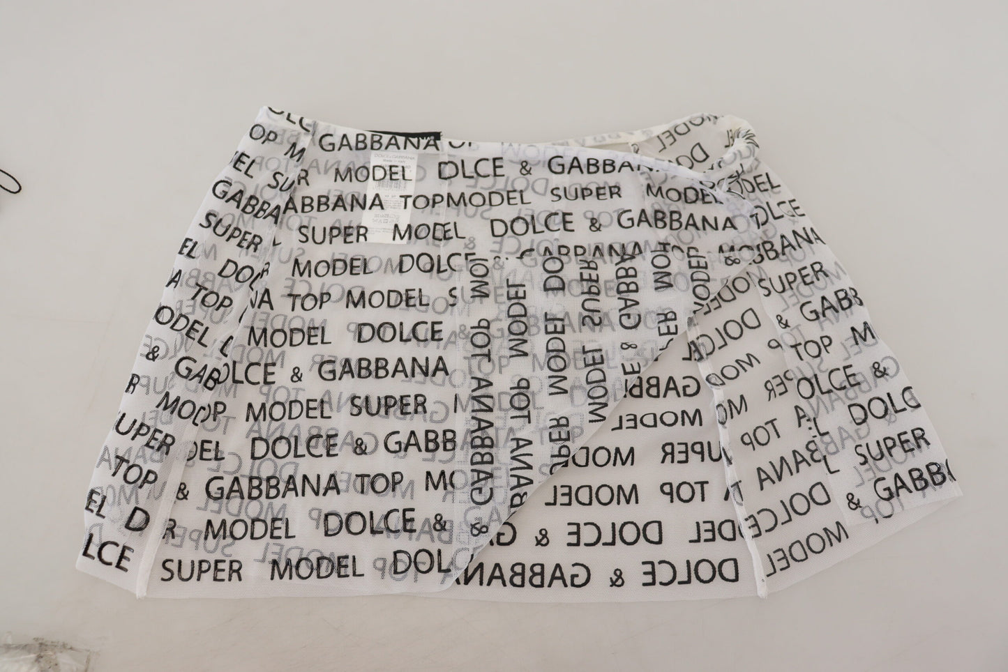 Dolce & Gabbana Elegant White Logo Print Mini Skirt