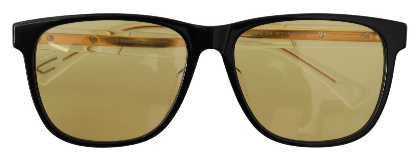 Diesel Chic Black Acetate Sunglasses with Yellow Lenses
