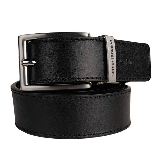 Harmont & Blaine Reversible Black Calfskin Leather Belt