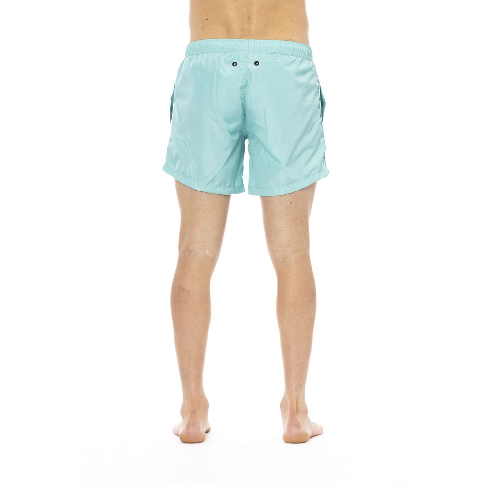 Bikkembergs Sleek Light Blue Swim Shorts with Front Print