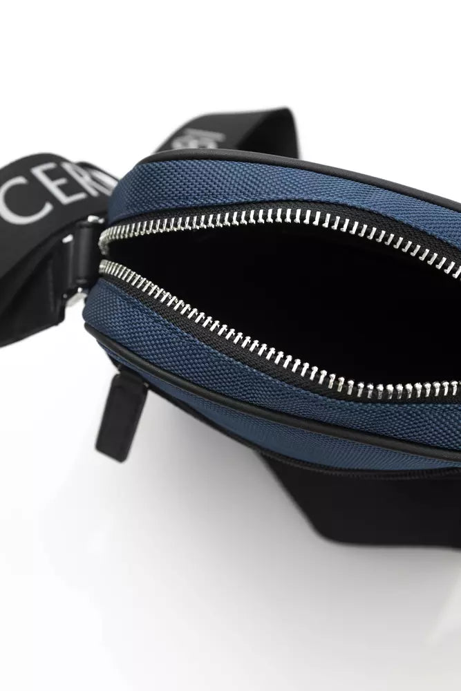 Cerruti 1881 Elegant Blue Nylon-Leather Messenger Bag