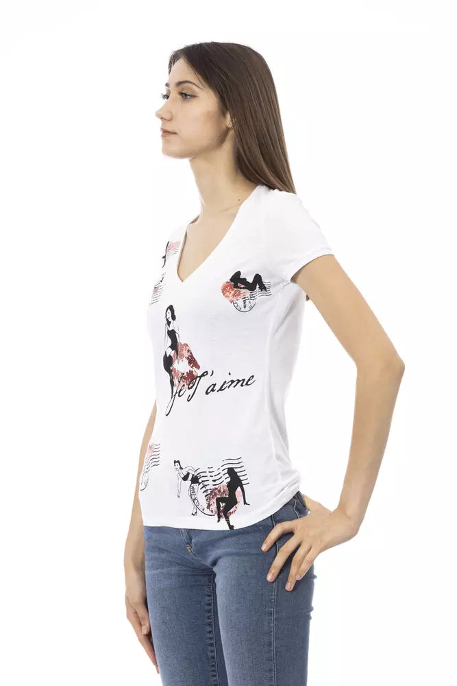 Trussardi Action Chic V-Neck Tee with Graphic Elegance