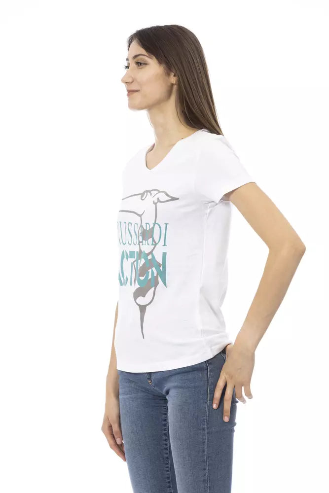 Trussardi Action Chic V-Neck Tee with Front Print