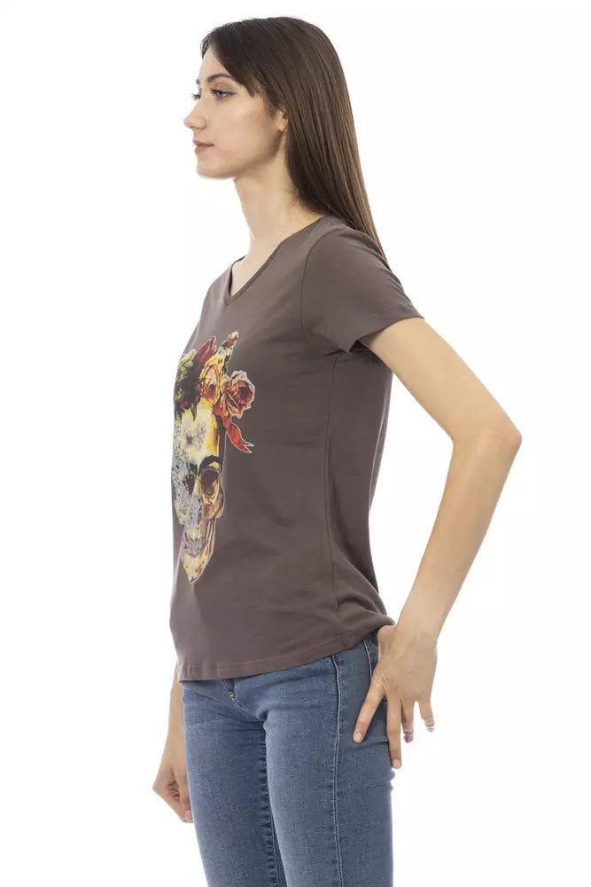 Trussardi Action Chic V-Neck Tee with Elegant Front Print