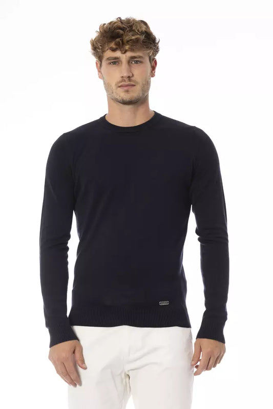 Baldinini Trend Chic Blue Crew Neck Cashmere Blend Sweater