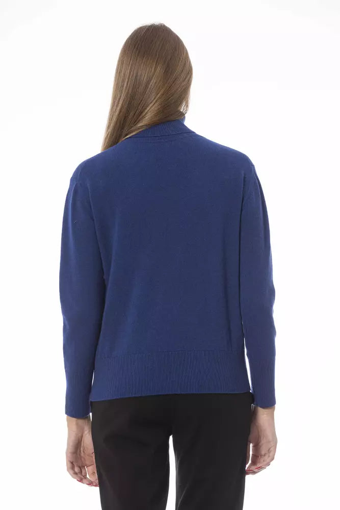 Baldinini Trend Elegant Turtleneck Sweater - Blue Wool-Cashmere Blend
