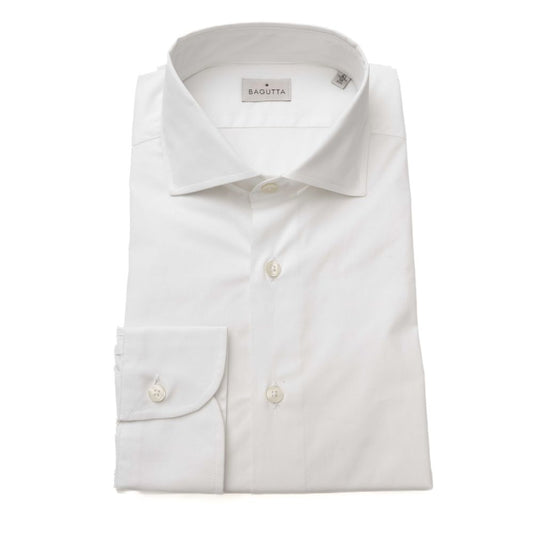 Bagutta Sleek White Slim Fit Cotton Shirt