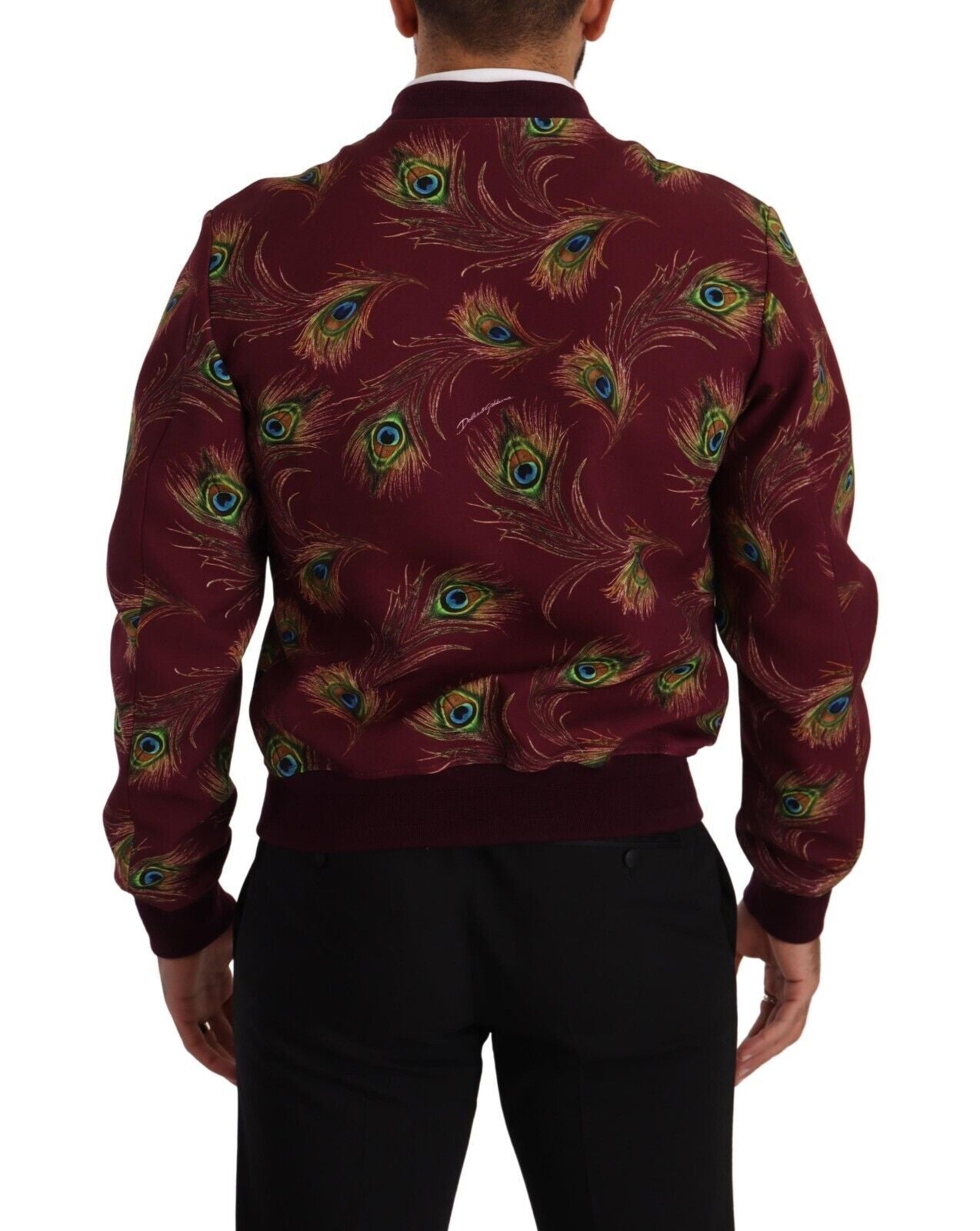 Dolce & Gabbana Radiant Red Peacock Print Bomber Jacket