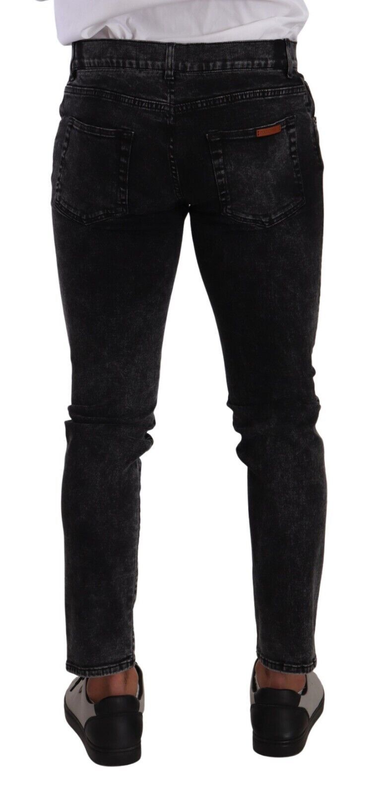 Dolce & Gabbana Sleek Slim-Fit Designer Jeans in Black Gray