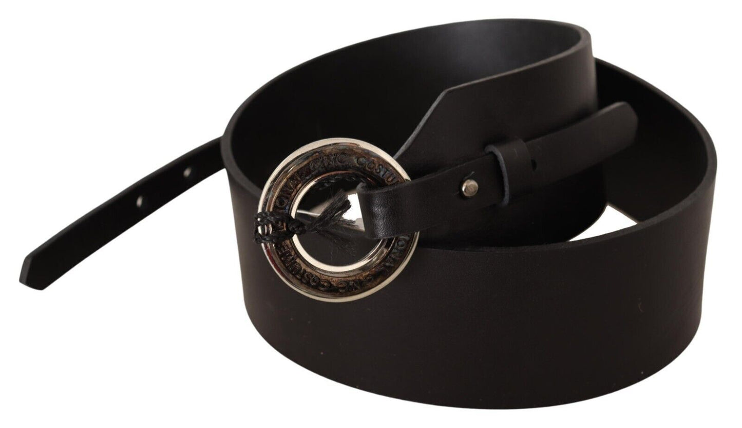 Costume National Chic Leather Fashion Belt with Silver-Tone Buckle