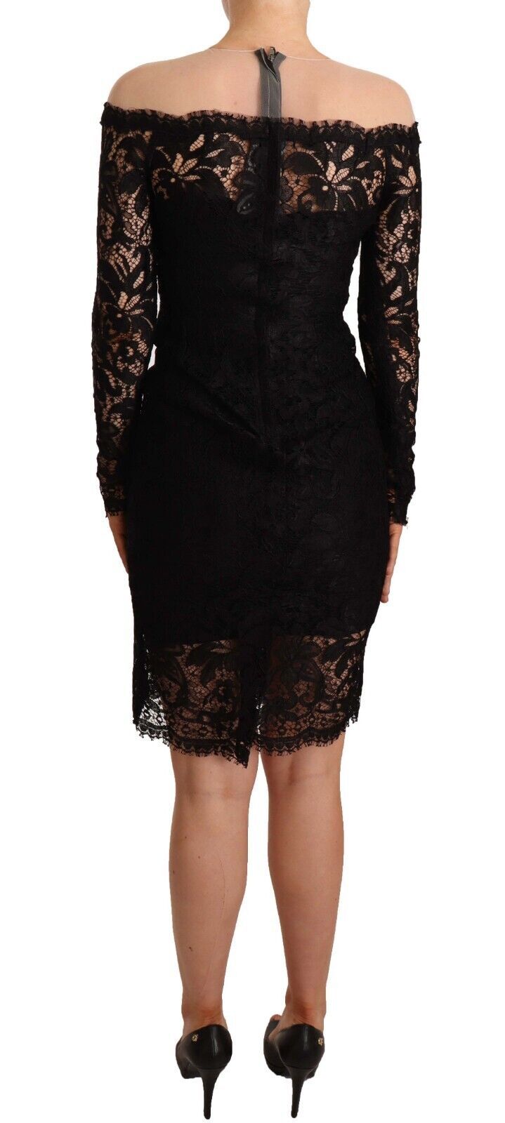 Dolce & Gabbana Elegant Black Lace Knee-Length Dress