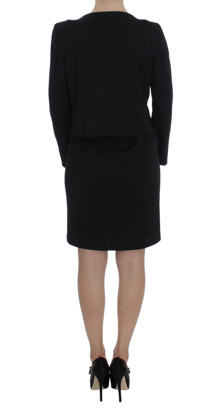 Bencivenga schwarzer Stretchscheide Kleid & Pullover Set