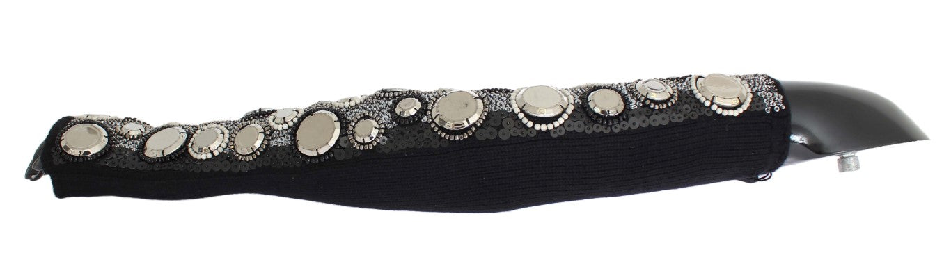 Dolce & Gabbana Black Black Cashmere con dito pailletteri meno guanti