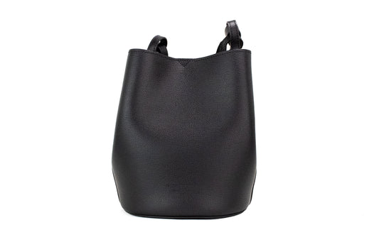 Burberry Lorne Small Black Haymarket Check Pebble Leather Bucket Handbag Purse