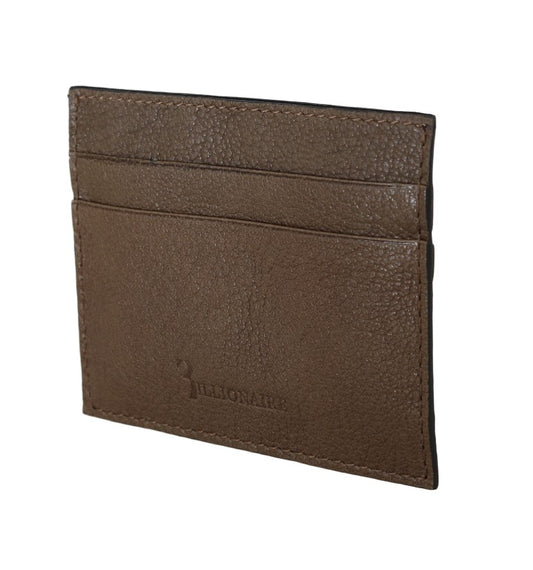 Billionaire Italien Couture Brown Leather Card Holder Portefeuille