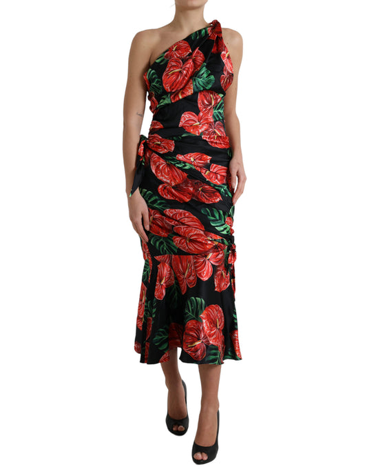 Dolce & Gabbana Tropical Elegance Silk Draped Dress