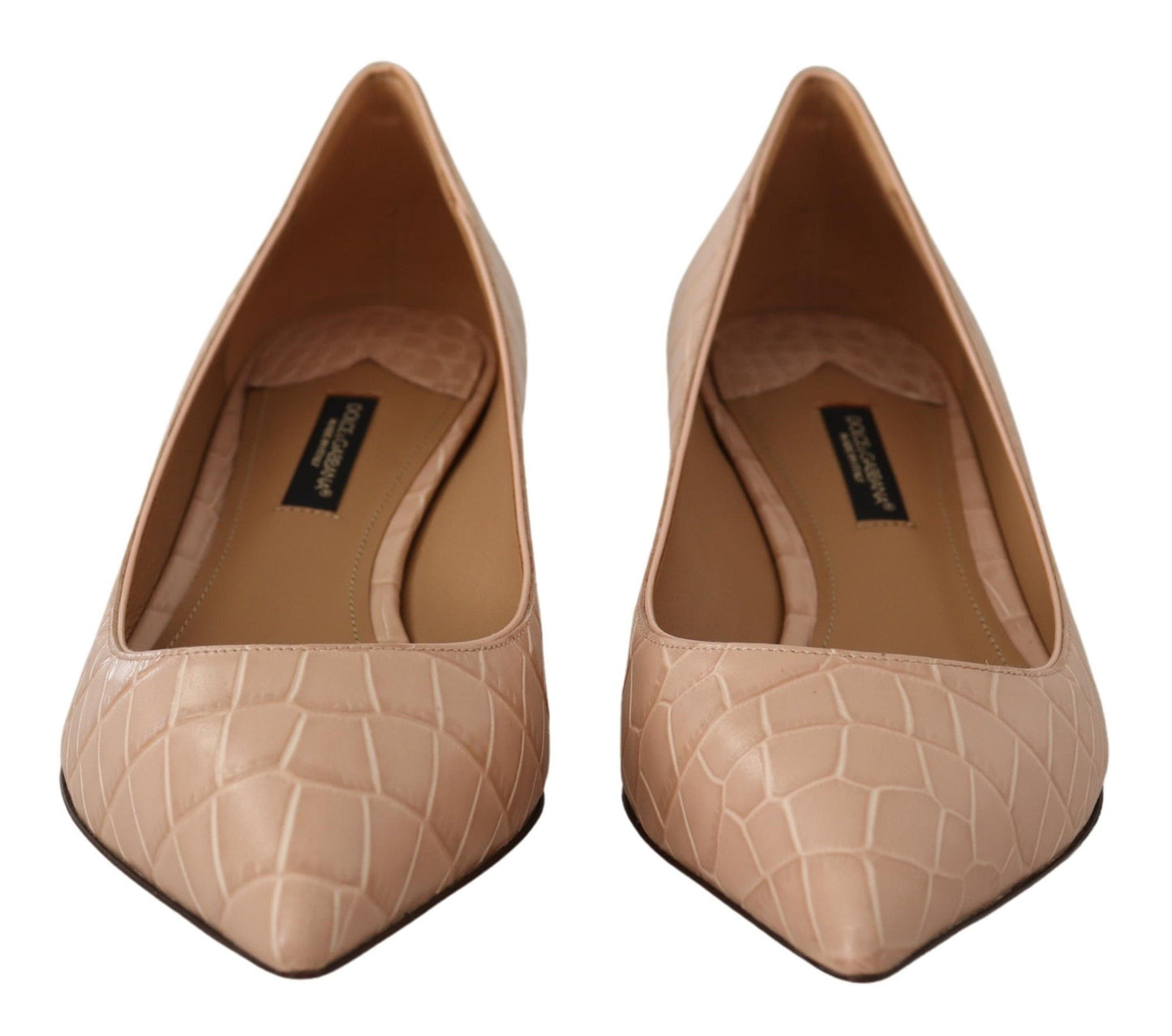 Dolce & Gabbana Beige Lederkätzchen Heels Pumps Schuhe pumpen
