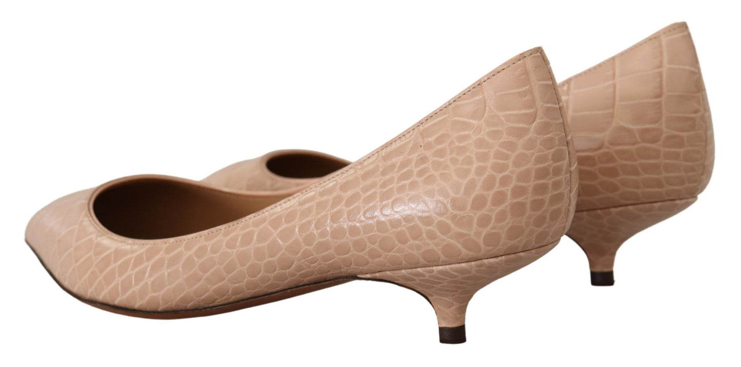 Dolce & Gabbana Beige Leather Kitten Tacchi Pompe scarpe