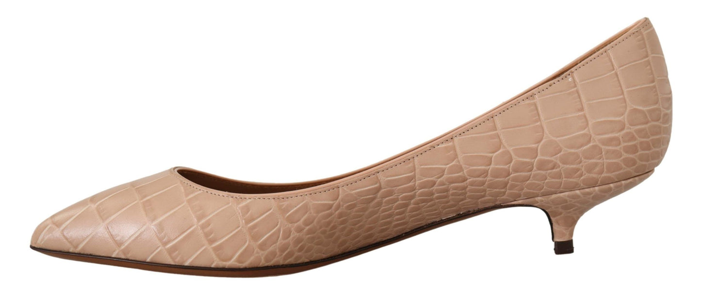 Dolce & Gabbana Beige Leather Kitten Tacchi Pompe scarpe