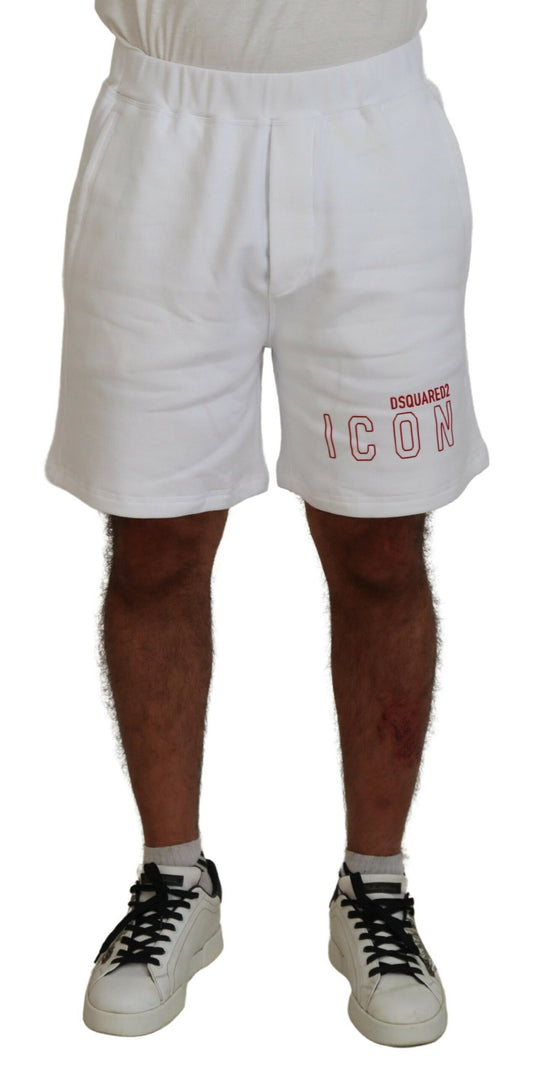 Dsquared² White Printed Pull On Men Casual Bermuda Shorts