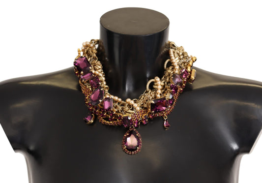 Dolce & Gabbana Gold Brass Sizilien Purpurkristallkette