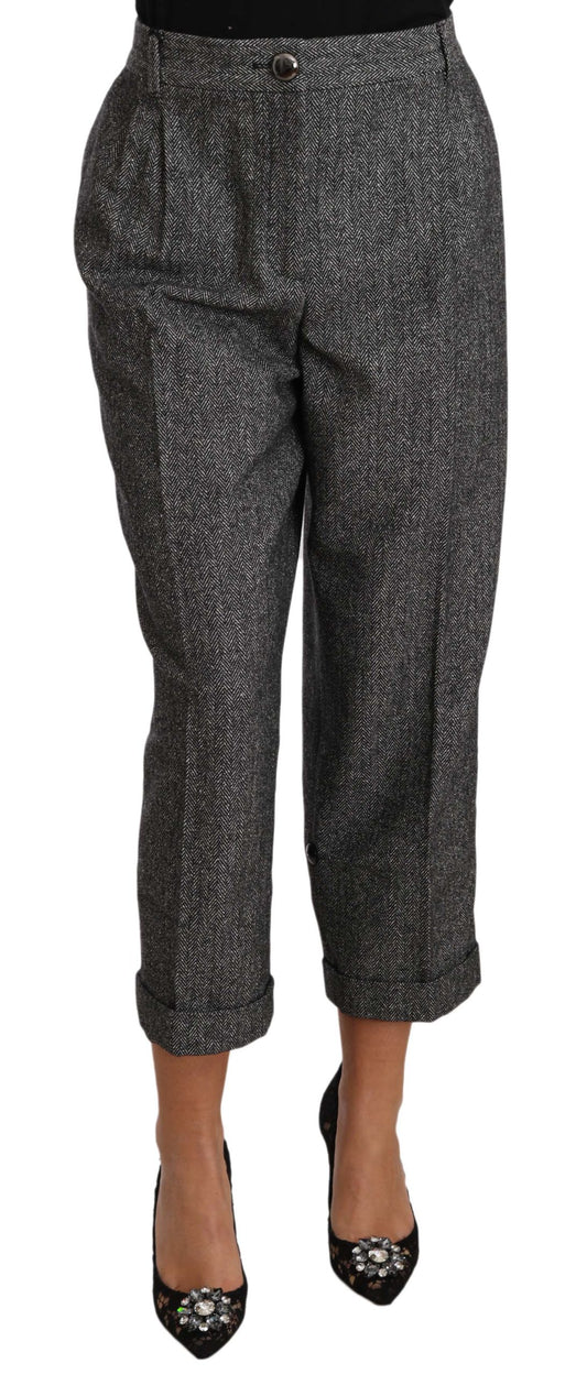 Pantaloni per pantaloni corti a pieghe di lana grigia Dolce & Gabbana