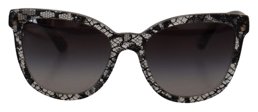 Dolce & Gabbana en dentelle noire blanche Cadre d'acétate blanc DG4190 Lunettes de soleil