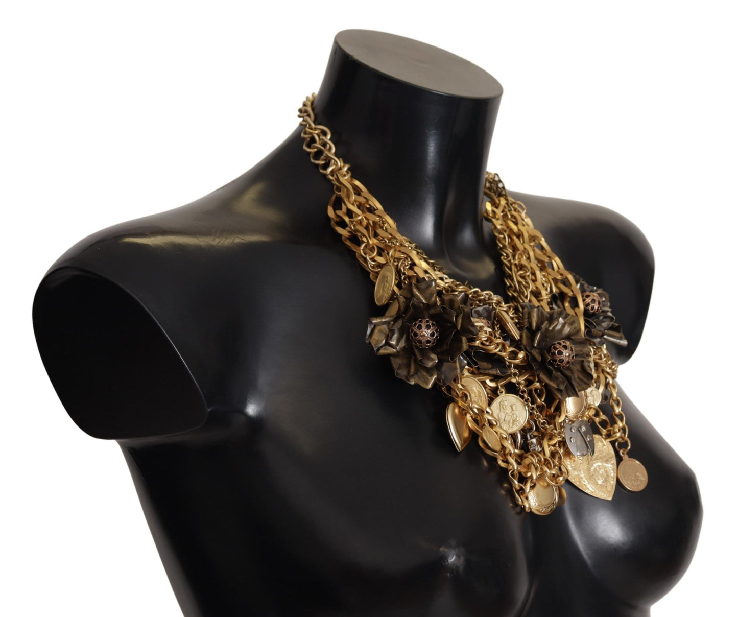 Dolce & Gabbana Gold Brass Sicilia Charm Heart Collana